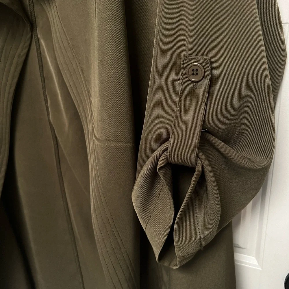 Max Studio Olive Trench Coat - Picture 3 of 4